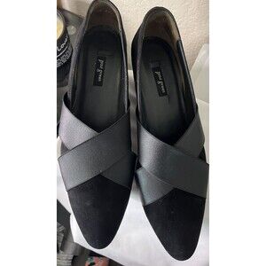 Black Suede Slip On Point Toe Wedge Shoes Womens US size 10.5 Business Attire